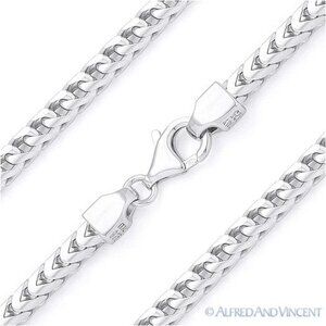 3.6mm Franco Arrow-Link Chain Necklace in .925 Sterling Silver w/ Rhodium - 30"